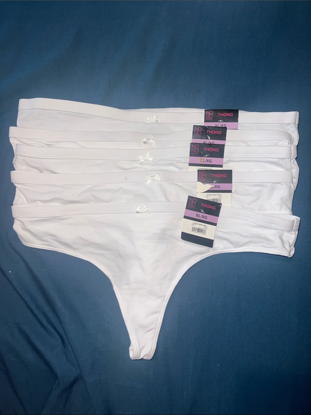 NOBO Women's White Cotton Thongs - Pack of 5